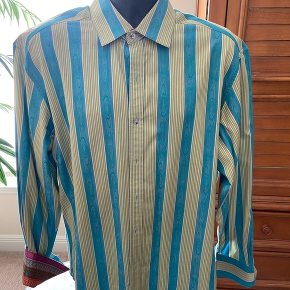 Robert Graham Other - XL Robert Graham turquoise striped long sleeve shirt